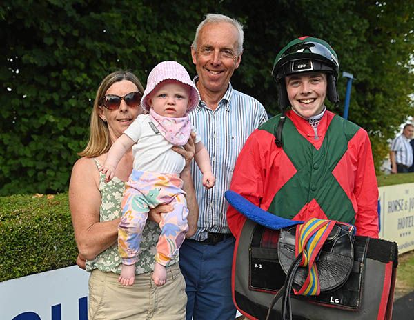 Claire and Tim Doyle with granddaughter Ella McCurtin and Sean Bowen after Simply Sideways won the Nire Valley Handicap.