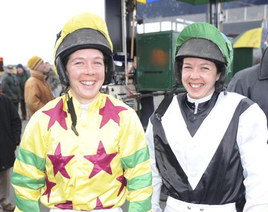 Sisters Jackie Kidd and Tramore winning rider Jennifer Pugh (right)