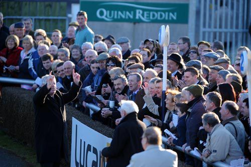 Oliver Brady entertains the crowd after Seeability's victory