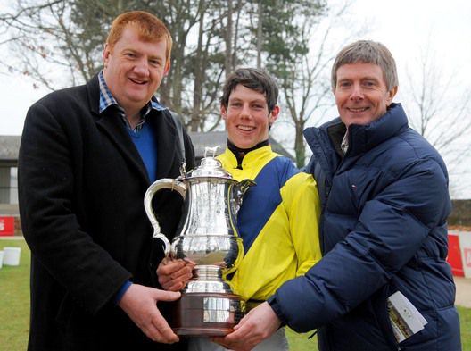 'Shark' Hanlon, Brian Hayes & Barry Connell with that famous old cup - the Tetratema