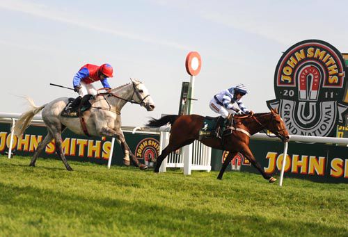 Oscar Whisky beating Thousand Stars at Aintree