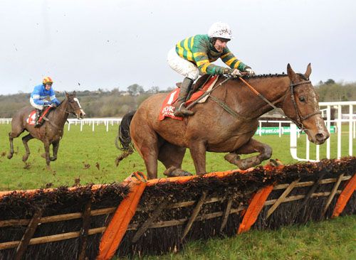 Ballyburke and David Casey jumping the last clear of Kildare Blowin