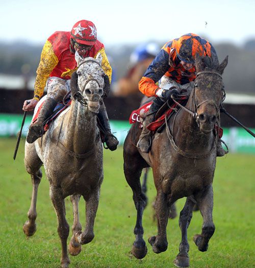 Jack Absolute (left) and Davy Russell with eventual third Last Time D'Albain