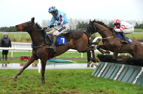 Catleen and Ruby Walsh land over the last ahead of Rockers Field 