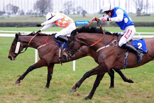 Blazing Sonnet and Jane Mangan hold off the Davy Russell-ridden Angelas Money