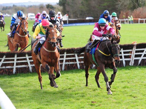 Il Fenomeno leads away from the last from Sizing Machine at Punchestown