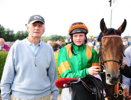 Former trainer Paddy Prendergast (father of Patrick), with Connor King and Ravello Again