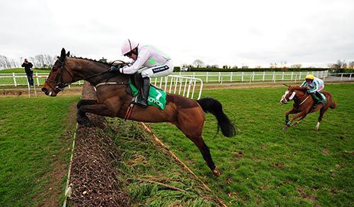 Touch The Eden (Ruby Walsh) clears the last ahead of Chestnut Charlie (Andrew Lynch)