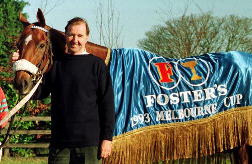 Dermot Weld pictured with 1993 winner Vintage Crop