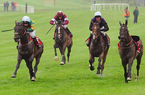 Elegant Statesman ('Slippers' Madden, green, gold and white) see off their Galway Plate Trial opponents