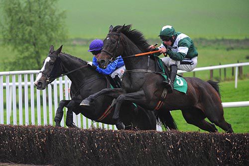 Last It On (Phillip Enright, nearside) jumping with Camillas Wish
