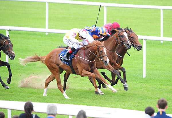 Sirici and Chris Hayes (nearside) head for victory in Tipperary's Listed event