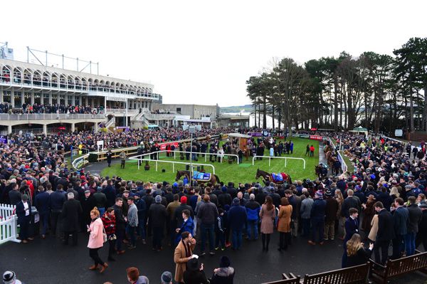 Packed crowds around the parade ring at Leopardstown