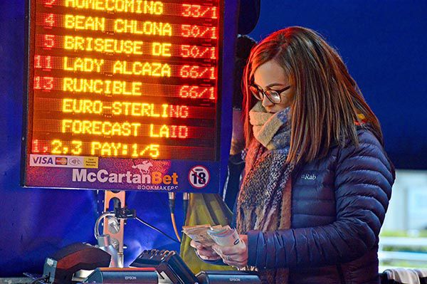 DUNDALK 8 11 19 Bookmaker Orla McCartan at the County Louth all weather venue 