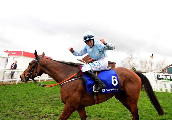 Rachael Blackmore shows her delight after winning aboard Honeysuckle at Cheltenham