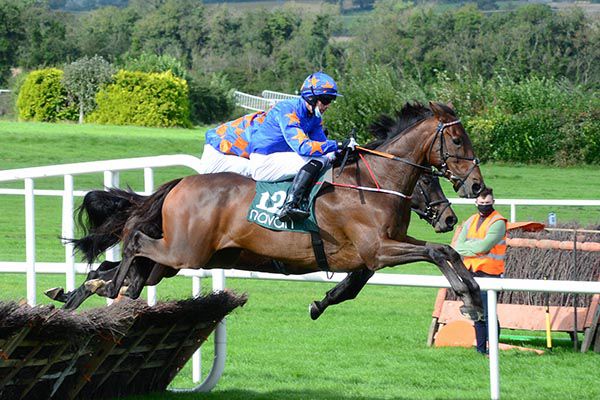 Dreal Deal and Eoin O'Brien jump the last