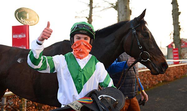 17-year-old Kieran Callaghan rode his first winner On Jumping Jet in the bumper