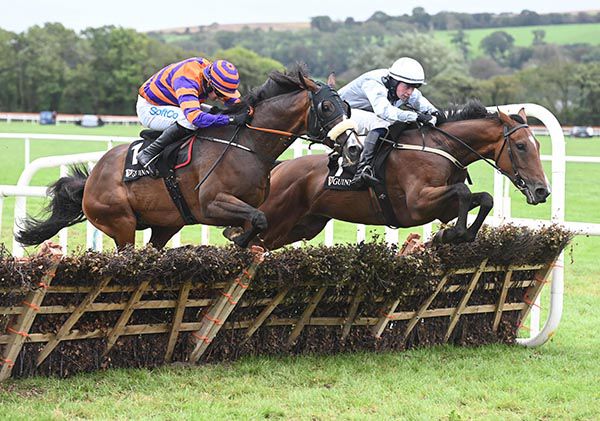 Outside The Door (Aidan Kelly) fends off Lord Gillygooley (Bryan Cooper, nearside)