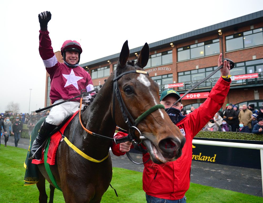 Beacon Edge and Denis O'Regan after winning at Fairyhouse