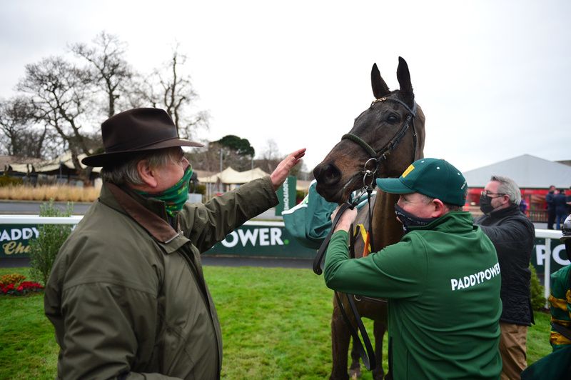 Noel Meade with School Boy Hours after winning the Paddy Power Chase at Leopardstown