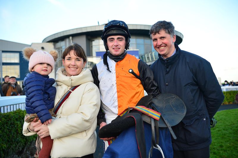 Ross, his wife Katie and daughter Stevie pictured with Jack Foley after a win at Naas