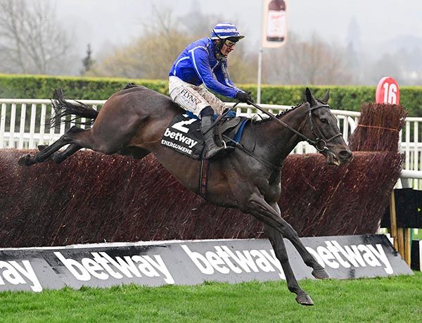 ENERGUMENE Paul Townend jump the last to win the Champion Chase at Cheltenham  