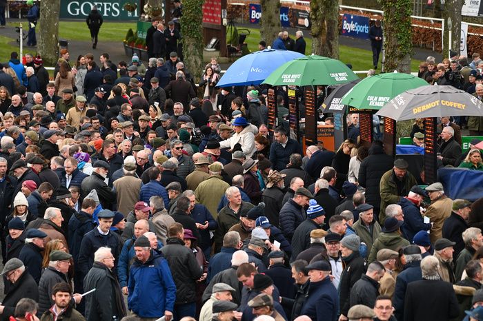 Gowran Park 26 January 2023 A busy betting ring on Goffs Thyestes Chase Day 