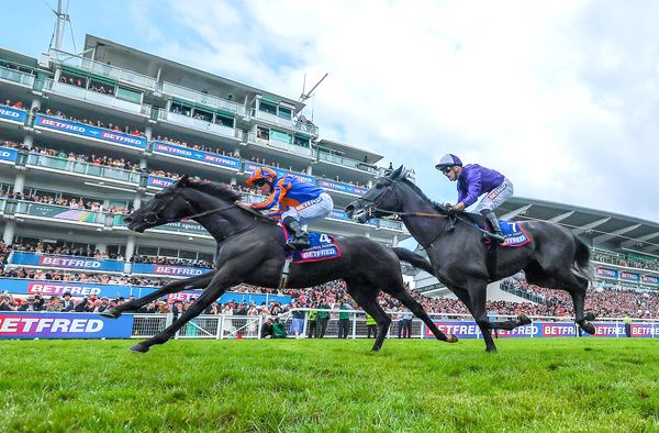 Auguste Rodin and King Of Steel at the end of the Epsom Derby