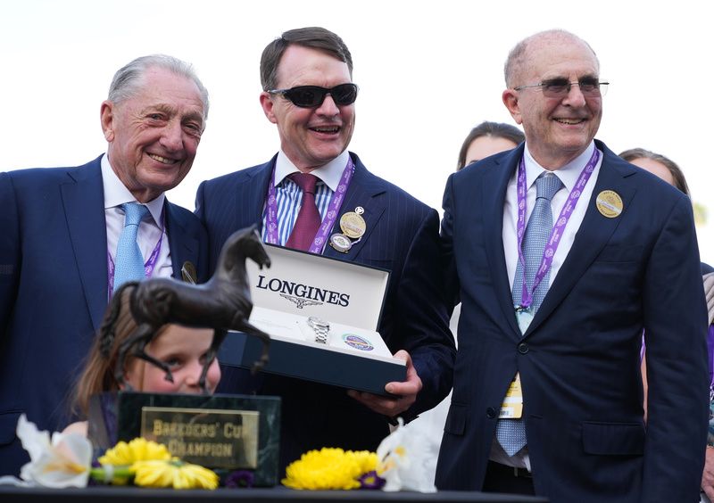 Michael Tabor (right) with Aidan O'Brien and Derrick Smith