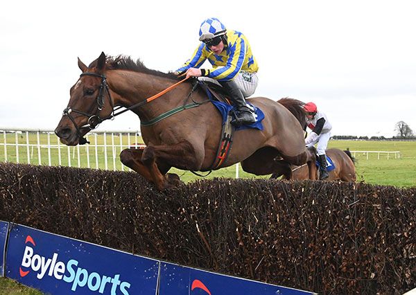 Toofareastiswest and Danny Gilligan win the Molony Cup Handicap Steeplechase Healy Racing Photo