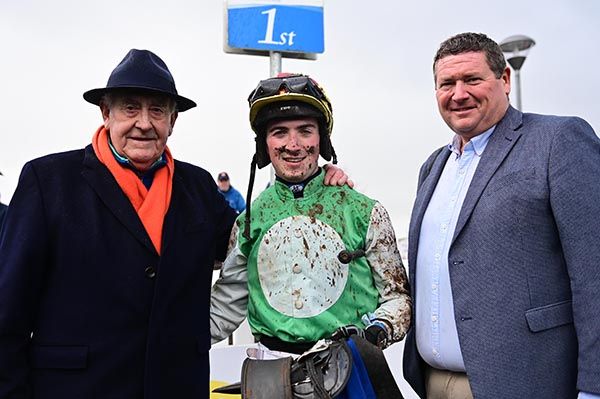 Winning rider Mark McDonagh with father Mark and grandfather Michael