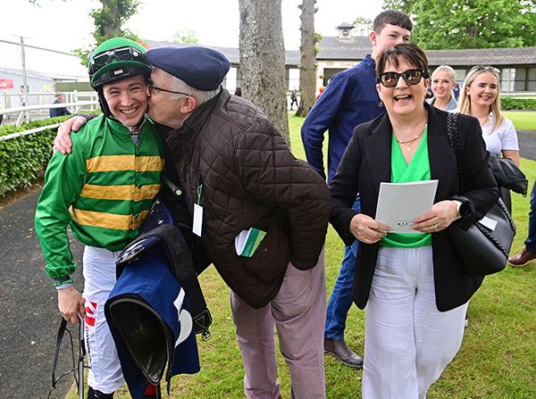 Colin Keane with Summer Snow's owners Patrick and Bernadette Kelly
