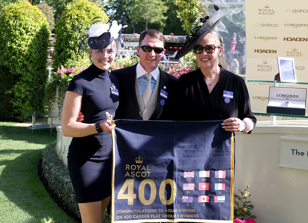 Aidan O'Brien with wife Ann Marie and daughter Ana after achieving his latest career milestone