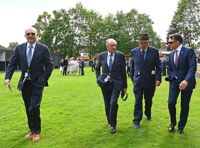 Michael Tabor, Derrick Smith, John Magnier and Aidan O'Brien at Sandown Park