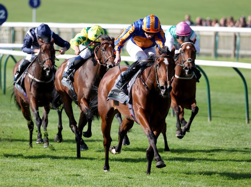 Lake Victoria (Ryan Moore) winning at Newmarket