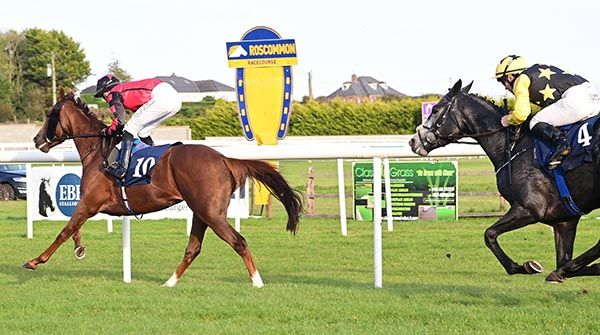 Prairie Angel in charge as she approaches the winning post