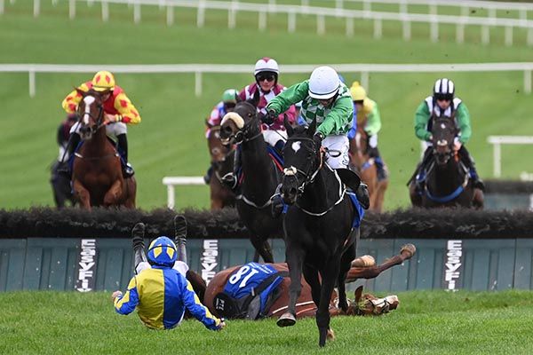 Stowaway Lass (Phillip Enright) were ok after the fall as Crowsatedappletart (Darragh O'Keeffe) go on and win