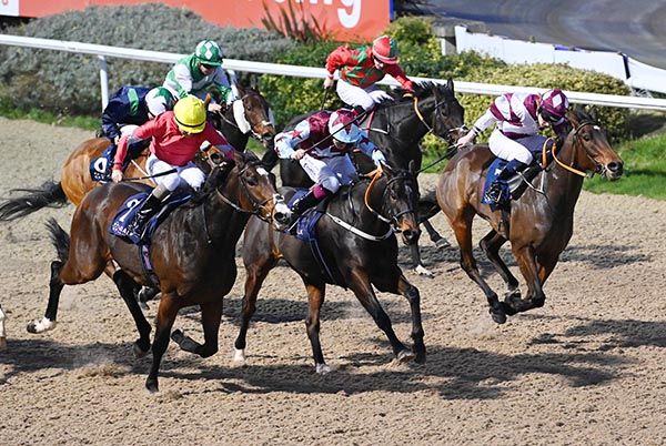 Barretstown (centre) gets the better of Koniag (nearest) and Gallo Dell Cielo (far side) 